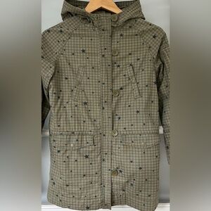 Gap Kids Unisex M Hooded Army Green Military Style Jacket Coat Stars